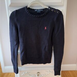 Polo Ralph Lauren sport navy & pink sweater - VINTAGE - size small 🩷